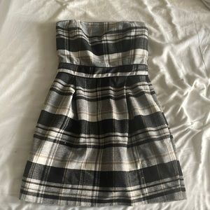 Strapless plaid dress